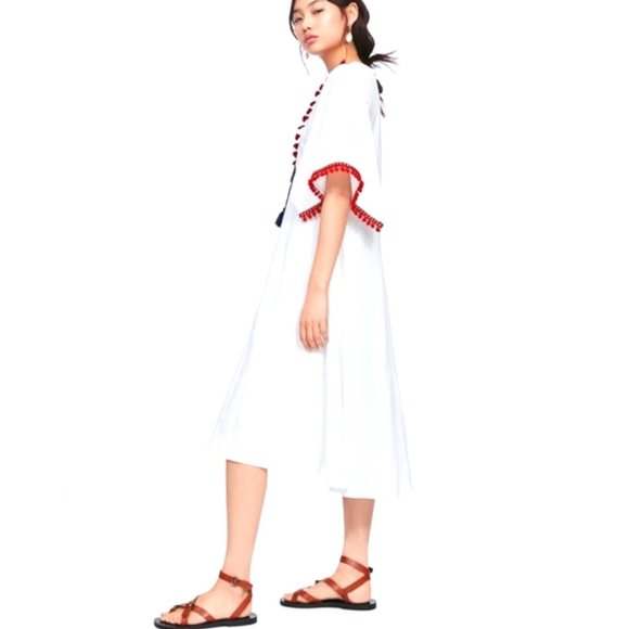 Zara  Bohemian  Pom Pom Tassel Dress - Picture 3 of 14